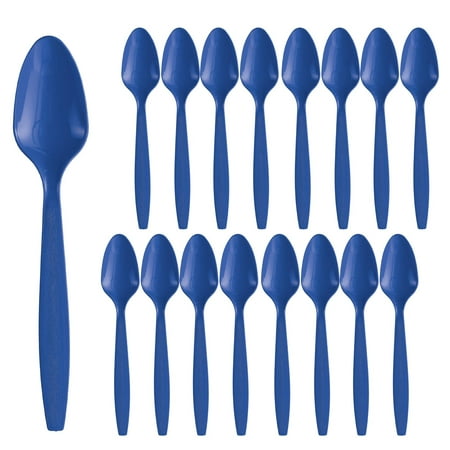Party City Disposable Plastic Spoons, 16 Count (Royal Blue) - Go Brightly Heavy Duty Classic Reuseable Plastic Spoons - Premium Party Supplies Cutlery