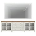 thumbnail image 4 of WAMPAT 100" TV Stand, 3-in-1 TV Console Table for 75/80/85/90 Inch TV, Entertainment Center with Glass Door & Drawer for Living Room & Bedroom, Kitchen Sideboard Buffet Cabinet for Dining Room, White, 4 of 7