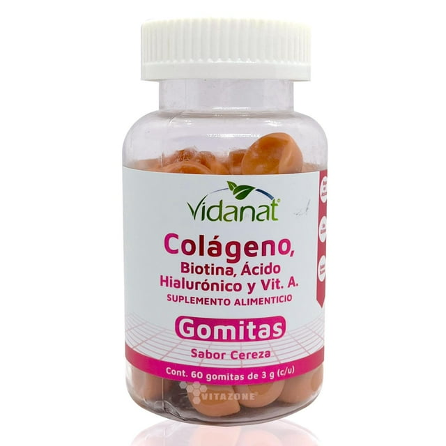 Colageno Biotina Acido Hialuronico 60 Gomitas Cereza Vidanat Vidanat VDTCOLAGENOGOMITAS