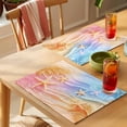 thumbnail image 4 of Summer Tropical Palm Leaves Placemats Set of 12 Beach Starfish Coastal Place Mats Indoor Wipeable Table Mats Washable Cloth Dining Table Placemats for Kitchen Holiday Party Home Decor 13x19 Inch, 4 of 9
