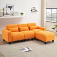 thumbnail image 2 of Aukfa Modular Sectional Sofa, Deep Seat Couch Set for Living Room, 3 Pillows, Orange Teddy Fleece, 2 of 8