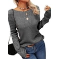 thumbnail image 2 of Women Autumn Winter Colorblock Pullover Sweaters Round Neck Striped Slim Fitting Knitwear Tops, 2 of 9