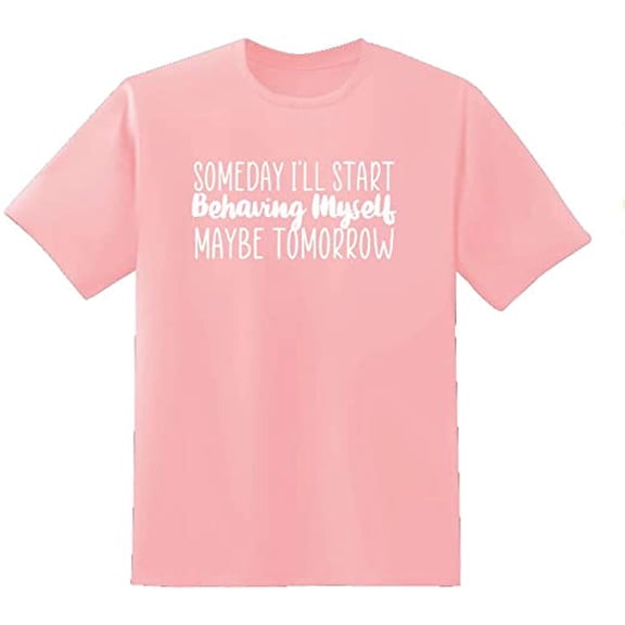 Redbarn Unisex Pink Half Sleeves Cotton Someday I'll Start" Graphic T Shirt