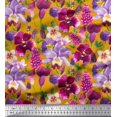 thumbnail image 1 of Soimoi Gold Poly Georgette Fabric Pink & Purple Floral Watercolor Print Fabric by The Yard 42 Inch Wide, 1 of 1