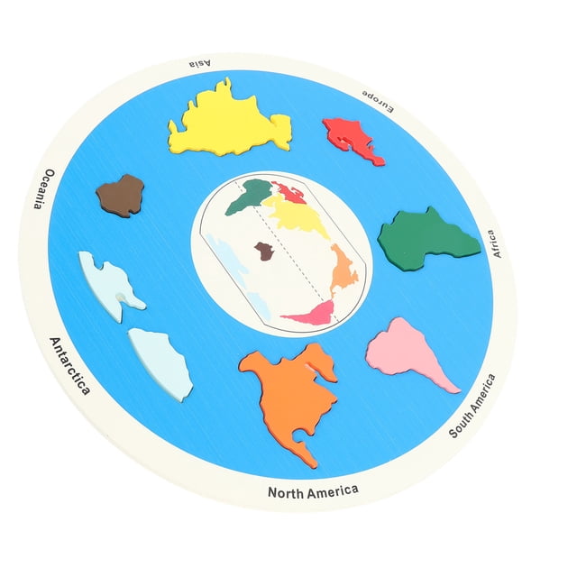 Rompecabezas De Madera De 7 Continentes, Juguete Educativo De Coordinación Ojo-mano, Juego De Correspondencias De Mapa Mundial, Tilo Seguro Para Niños