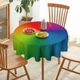 thumbnail image 4 of Colorful Round Tablecloth, Abstract Rainbow Gradient Orange Blue Green Purple Print Table Cover for Dinning Table Kitchen Party 60x60in, 4 of 6