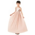 thumbnail image 3 of Ekidsbridal Chiffon Sequins Heart Cutout Flower Girl Dresses for Wedding Reception Communion Baptism Father Daughter Dance SH1 2, 3 of 6