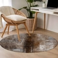thumbnail image 4 of Brown Round Area Rug 3.3 FT, Non Slip Small Entryway Kitchen Mat, Retro Oil Painting Modern Abstract Art Aesthetics Washable Soft Circular Rug Non-Shedding Door Mat for Bathroom Playroom Kids Room, 4 of 9