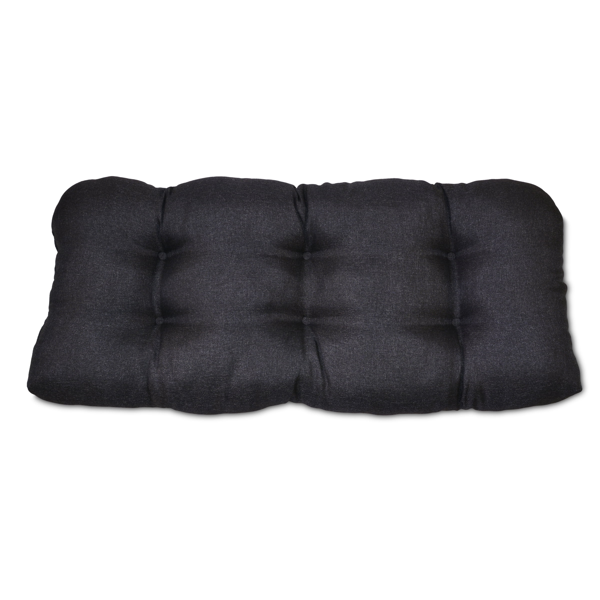 Decor Therapy Outdoor Patio Black Tufted Settee Cushion 42 in. x 18 in