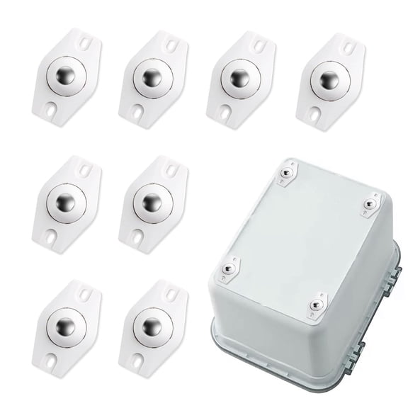8 Pcs Single Bead Self Adhesive Caster Wheels, 360C Mini Swivel Wheels, Stainless Steel Universal Pulley for Box Bottom, Mini Trash Can, Storage Box (White)