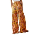 thumbnail image 2 of Liacowi Women Wide Leg Palazzo Pants Summer Loose Casual Beach Boho Floral Printed Bohemian Belted Pants Trousers, 2 of 3