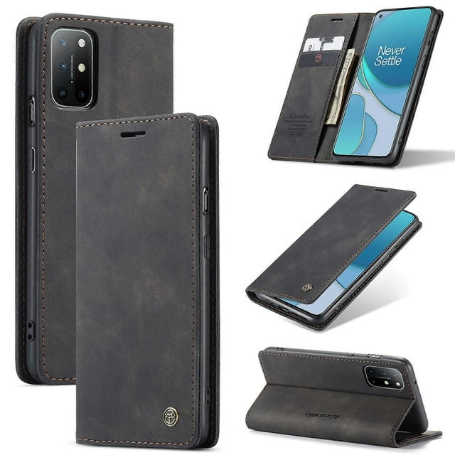 Compatible avec OnePlus 8T CaseMe-013 Étui en Cuir Multifonctionnel Rétro Givré à Rabat Horizontal avec Fentes pour Cartes, Porte-Cartes et Portefeuille