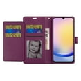 thumbnail image 3 of For Samsung Galaxy A25 5G Premium Leather Wallet with Credit Card ID Slots Cash Holder Duo Flip Pouch Stand and Strap Cover ,Xpm Phone Case [ Dark Purple ], 3 of 10