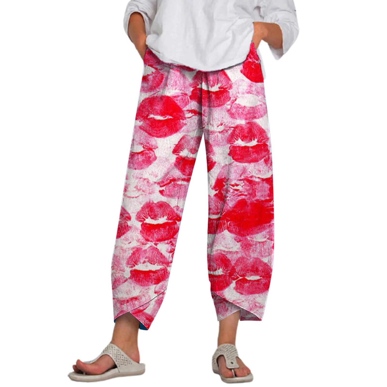 Aayomet Womens Work Pants Women's Printed Solid Activewear Jogger Track  Cuff Sweatpants,Pink L - Walmart.com