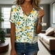 thumbnail image 3 of Blusa Zhyaj de manga corta con cuello en V y estampado floral bohemio para mujer, 3 of 6
