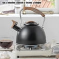 thumbnail image 3 of Stove Top Whistling Kettle, Stainless Steel Tea Kettle Teapot With Wood Pattern Folding Handle For Gas Stove Induction, 3l A, 3 of 5