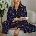 thumbnail image 6 of Honeii Games print Women's Pajama Sets Long Sleeve Button Down Sleepwear Nightwear Soft Pjs Lounge Sets-Small, 6 of 7