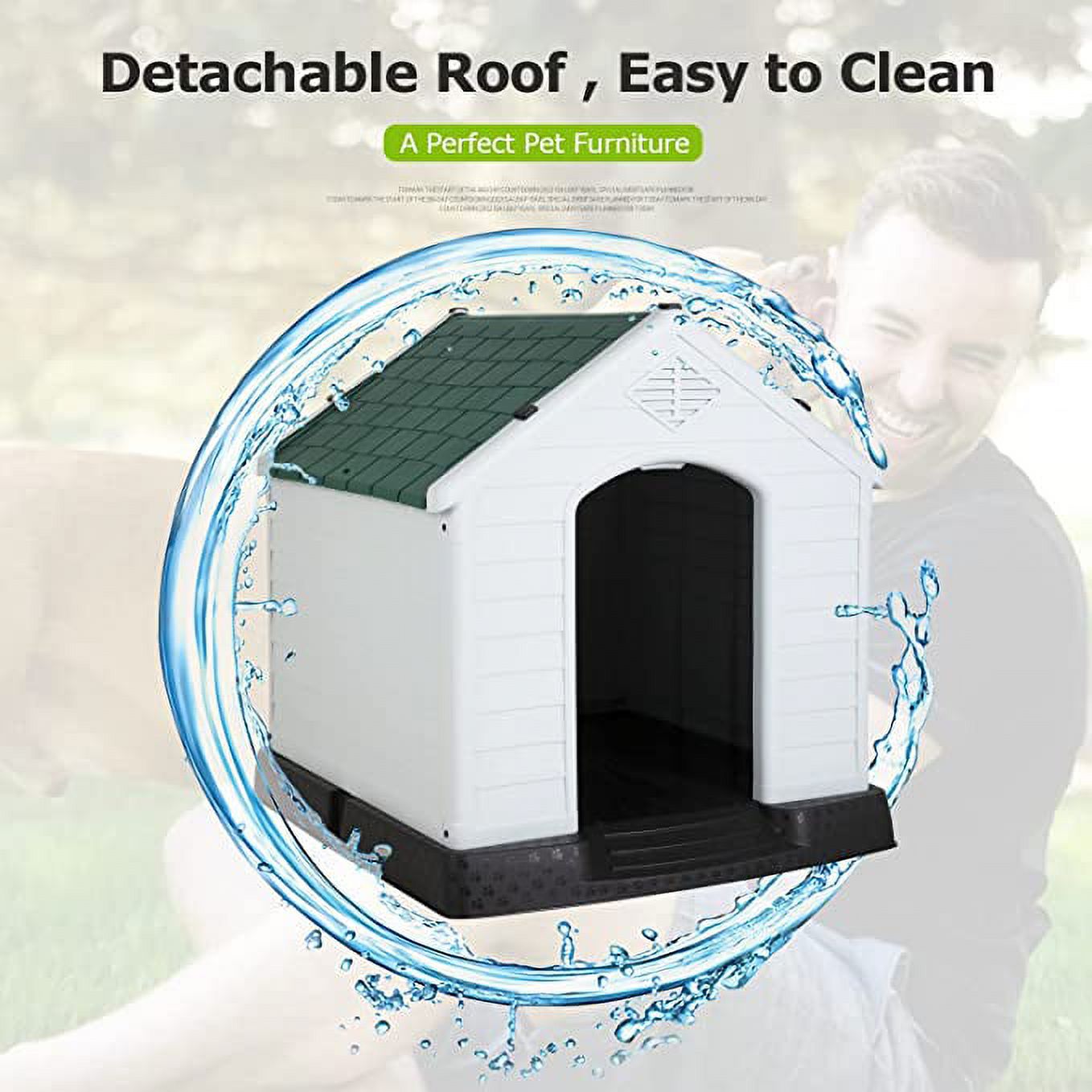 YRLLENSDAN 41/35/ 27 inch Plastic Dog House Outdoor, Waterproof Dog Houses for Small Dogs House with Air Vents and Elevated Floor Indoor Weatherproof Doghouse for Small Dogs