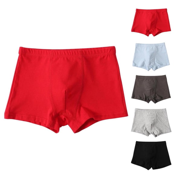 Bxsruta Boys Boxer Briefs Toddler Kids Cotton Underwear Breathable Soft Solid Color Comfortable Four Corner Shorts for 6 Months-8 Years