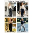 thumbnail image 5 of TEMOFON Womens Wide Leg Sweatpants High Waisted Baggy Cargo Pants Fashion Drawstring Athletic Joggers with pockets, 5 of 11
