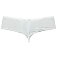 thumbnail image 3 of Botmois 2PCS/Pack Men's Solid Boxer Briefs Low Rise Shiny Thongs Underwear Half Hip Pouch Tangas Mini Beach Bikini Black+White X, 3 of 3