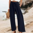 thumbnail image 2 of Zekutng Pants for Women Casual Solid Color Elastic Loose Straight Wide Leg Trousers with Pocket,Sizes S-3XL, 2 of 6