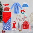 thumbnail image 4 of 12 Piece Deluxe Christmas Doll Clothes Set Santa Pajamas Sleeping Bag Scarf Dress Up Accessories for 11.81in Dolls, 4 of 6