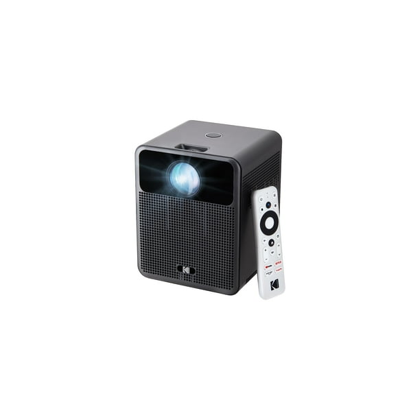 Proyector inteligente KODAK FLIK HD10 | Sistema de proyección de video Android TV 1080P FHD con Asistente de Google, Wi-Fi, Bluetooth 5.0, HDMI, USB, Aux y parlantes duales de 5 W incorporados | iOS y