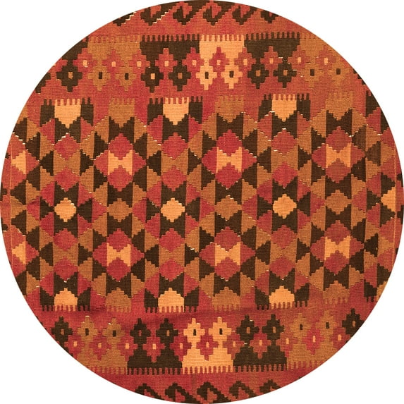 Ahgly Company Indoor Round Oriental Orange Traditional Area Rugs, 4' Round