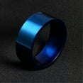 thumbnail image 2 of 8mm Titanium Steel Blue/Gold/Silver/Rainbow Bands Men's Polished Ring Size 7-12, 2 of 9