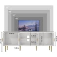 thumbnail image 2 of HLR 63'' White TV Stand for 65/70/75 inch TV, Entertainment Center with Storage Cabinets and Embossed Pattern Doors, Mid Century Modern Media TV Console Table for Living Room Bedroom, 2 of 14