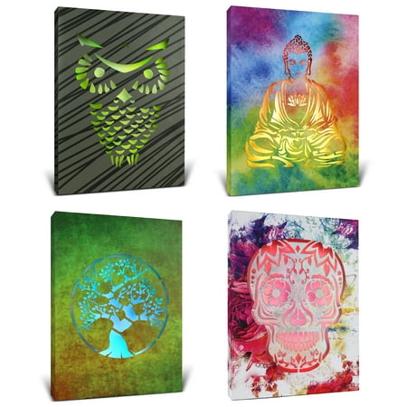 

CoTa Global Owl Buddha Tree of Life Day of the Dead Light Up LED Wall Art – Color Changing LED Light Up Picture Art for Wall Hang – Home Decor Wall Art for Bedroom and Living Room - 16x12 Inch