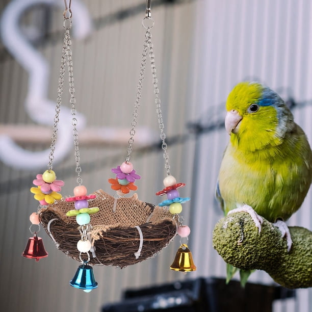 OHOIOLLA Casa Para Loros Colgante De Ratán Multicolor Con Y Durabilidad