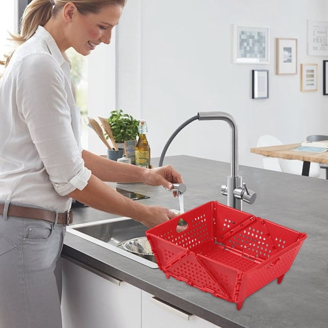Collapsible Expandable Kitchen Strainer for Washing Fruits and Vegetables Multipurpose Foldable Food Filter Mesh Colander