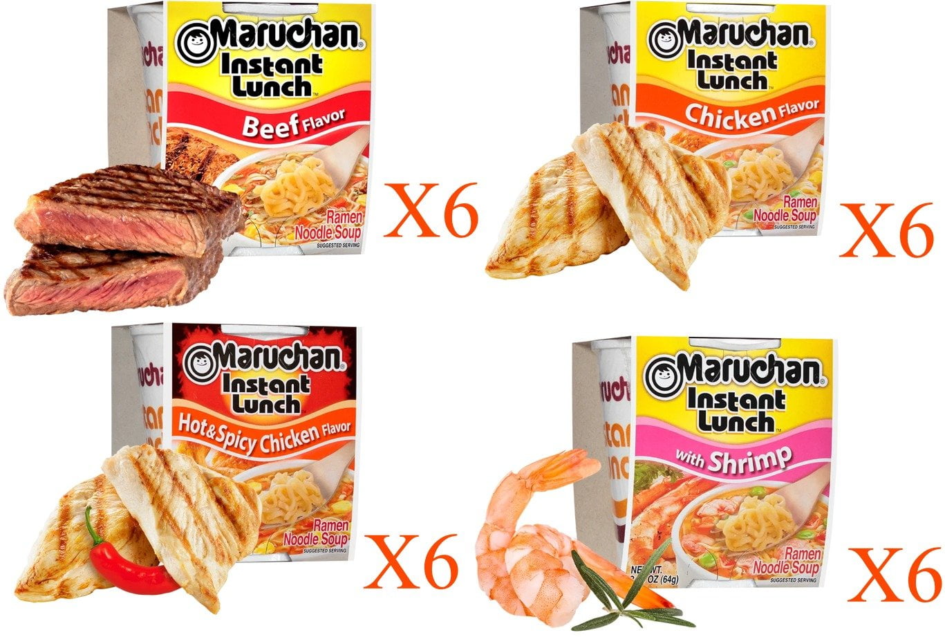 Maruchan Instant Lunch Ramen Noodle Soup Cup, 48 Count 4 Flavor Variety Pack mix