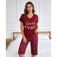 thumbnail image 4 of MyFav Women's Capri Pajama Sets Plus Size Sleepwear Top with Capri Pants 2 Piece Loungewear Set,S, 4 of 7