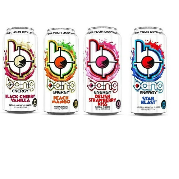 Energy Drink Variety Pack : Black Cherry Vanilla, Peach Mango, Strawberry Delish,Starblast 16ounce (Pack of 16)