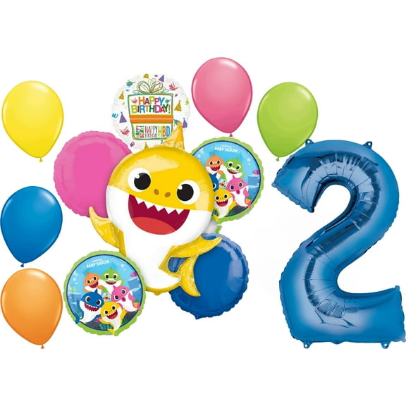 Baby Shark Boy 2nd Birthday Party Supplies Balloon Bouquet Decorations