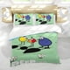 thumbnail image 5 of Peep y el Gran Mundo Ancho Conjunto de sábanas temático, trío de piezas, cómodo y amigable con la piel, diseño único, regalo de decoración para el hogar para familiares, amigos y fans, 90 cm * 190 cm, 5 of 6