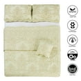 thumbnail image 6 of Home Soft Things 4-Piece Reversible Damask Embroidery Bedspread Set, Light Green, Oversized King 120"x120", 6 of 7