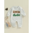 thumbnail image 3 of Elippeo Baby Boy Fall Romper Letter Embroidery Long Sleeve Crew Neck Full Length Jumpsuit, 3 of 8