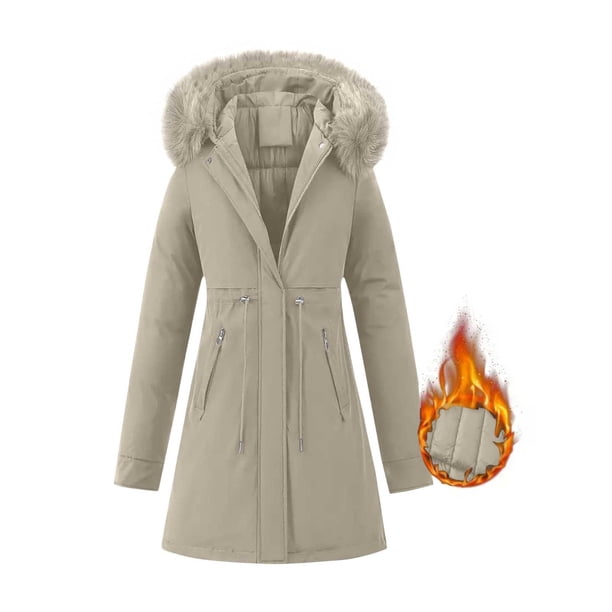 Abrigo y chaquetas informales con capucha de manga larga para mujer, color liso, con bolsillo, capucha y cordón, abrigo de moda abrigado, blusa de poliéster para mujer