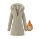 thumbnail image 1 of Abrigo y chaquetas informales con capucha de manga larga para mujer, color liso, con bolsillo, capucha y cordón, abrigo de moda abrigado, blusa de poliéster para mujer, 1 of 6