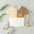 thumbnail image 4 of AJTQTH Toddler Mother's Day 2PC Set Gift for Boys Cotton Colorblocked Tees Short Sleeve Crewneck Tops T-shirts Summer Drawstring Straight Lightweight Shorts Trunks Brown 0-6 Months, 4 of 9