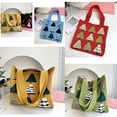 thumbnail image 4 of Fashion Large Capacity Polyester Reusable Shoulder Bags Handmade Knit Handbag Christmas Pine Handbag Christmas Handbag BLACK, 4 of 8