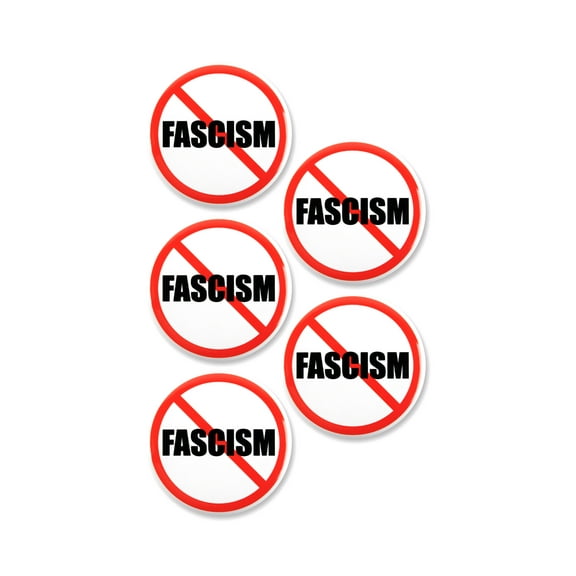 5 Pack - No Fascism Red Slash Political Activism Protest Pinback Buttons - 2.25 Inch