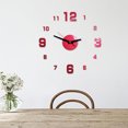 thumbnail image 4 of Autoadhesivo 3D Reloj de pared Etiqueta de espejo Inicio Sala de estar Reloj de acrílico decorativo DIY - Rojo AweSitey HA3330-01B, 4 of 6