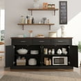 thumbnail image 2 of 63" Fluted Sideboard Buffet Cabinet with Storage,Coffee Bar with 3 Drawers and 4 Doors, Long Wider Modern Accent Buffet Table with Adjustable Shelves for Kitchen, Dining Room,Living Room,Black, 2 of 6