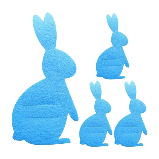 4 piezas de soportes para cubiertos con forma de conejito de Pascua, fundas para vajilla de comedor, utensilios azul
