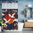 thumbnail image 6 of No Hook Shower Curtains with Snap-in Liner Set, Japanese Style Waterproof Hotel Style Bathroom Shower Curtain, Modern Cranes Cherry Flower Wave Red Blue Breathable Mesh Top Bath Curtains 36''x72'', 6 of 9